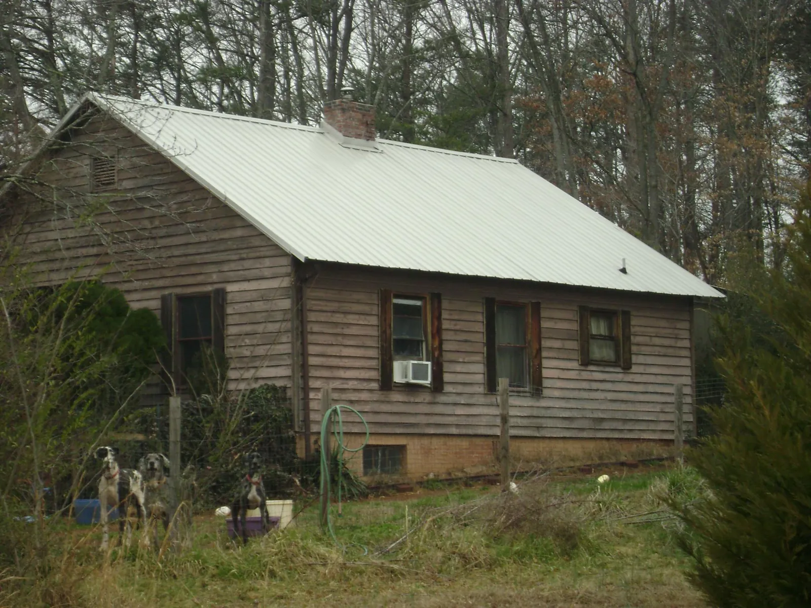 White metal roof on an old wood sided farmhouse, from a Metal Roof Installation job in Winger